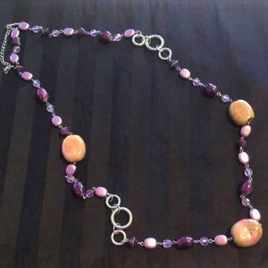 Long purple and silver necklace